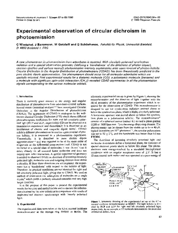 (PDF) Experimental observation of circular dichroism in photoemission