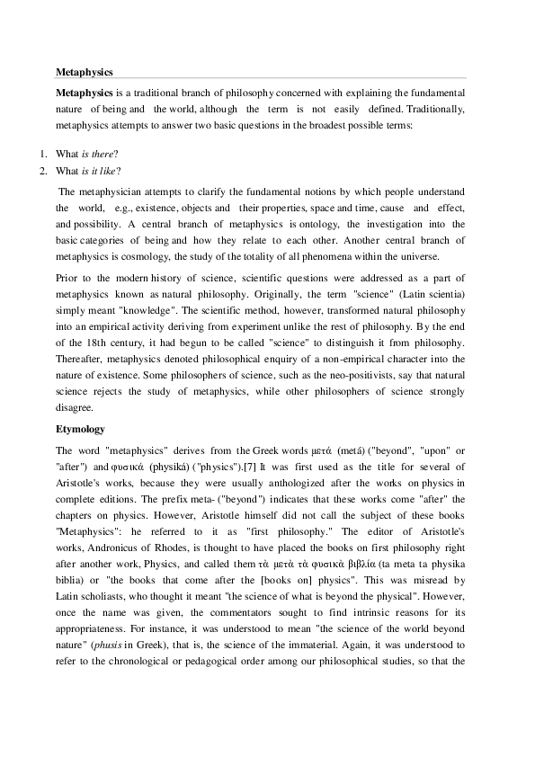 (DOC) Metaphysics paper Tofik Ibrahim Academia.edu