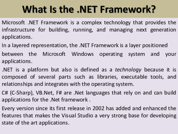 (PDF) What Is the Net Framework