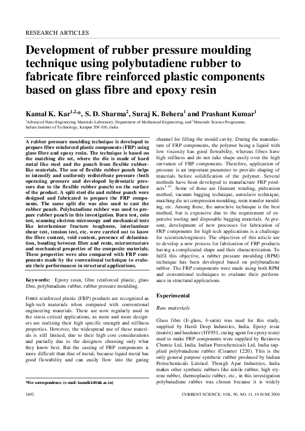 (PDF) Development of rubber pressure moulding technique using