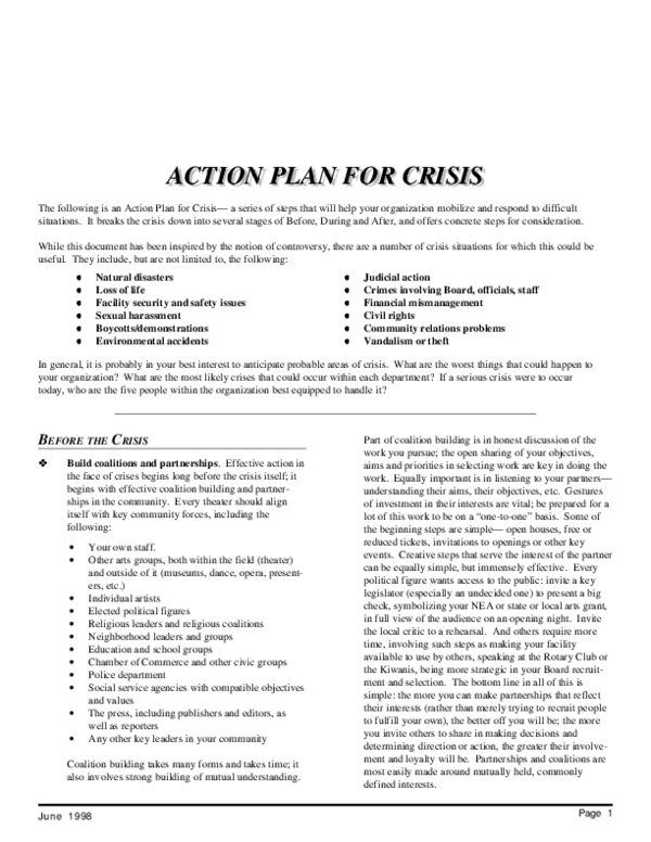 (PDF) action plan crisis