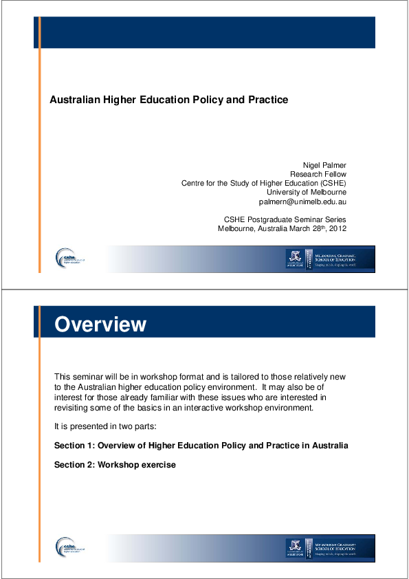 (PDF) Australian Higher Education Policy and Practice