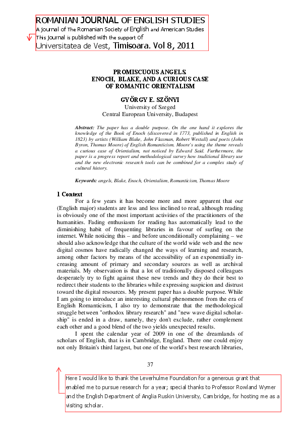 (PDF) Promiscuous Angels. Enoch, Blake, and a Curious Case of Romantic ...