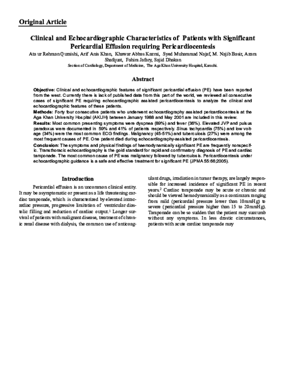 (PDF) Clinical and Echocardiographic Characteristics of Patients with ...