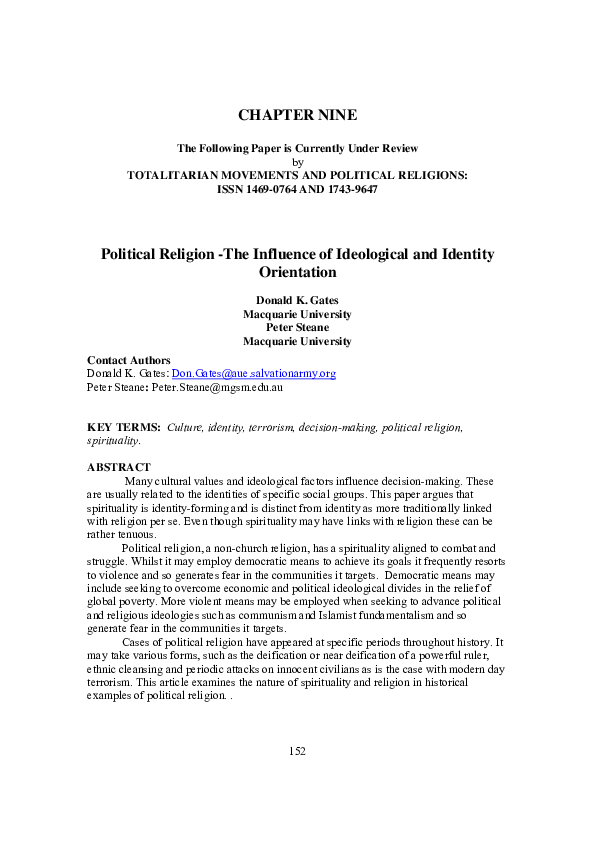 (PDF) Political Religion – the Influence of Ideological and Identity ...