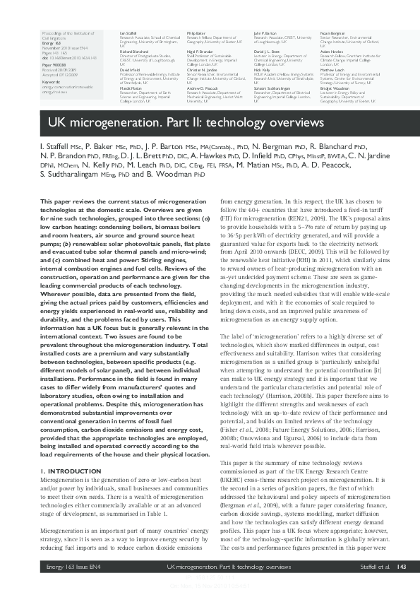 (PDF) UK microgeneration. Part II: technology overviews