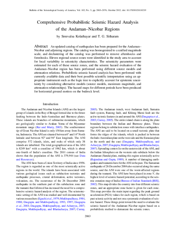 (PDF) Comprehensive Probabilistic Seismic Hazard Analysis of the ...