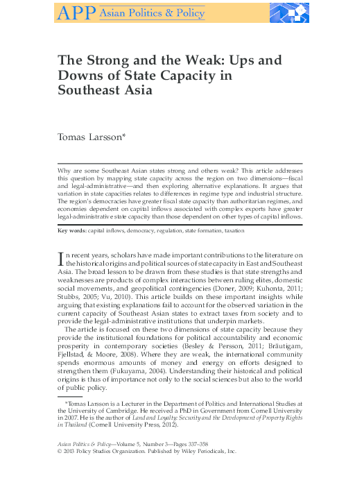 (PDF) The strong and the weak: Ups and downs of state capacity in ...