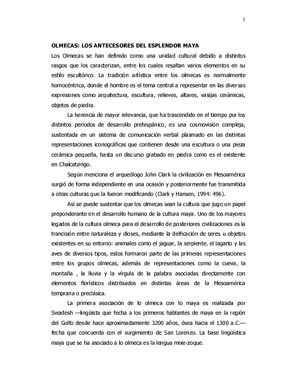 Olmecas Los Antecesores del Esplendor Maya