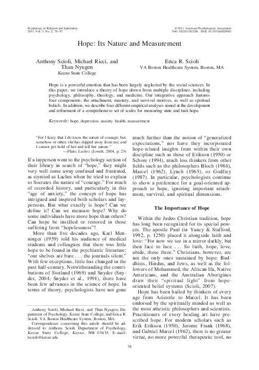 (PDF) Hope: Its nature and measurement