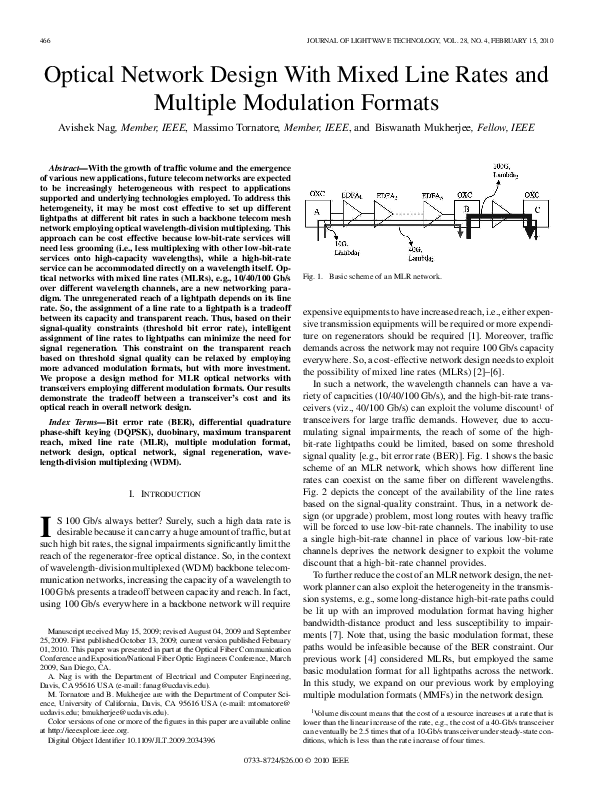 (PDF) Optical Network Design With Mixed Line Rates and Multiple