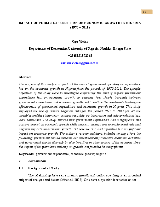(DOC) Impact of Public expenditure on economic growth