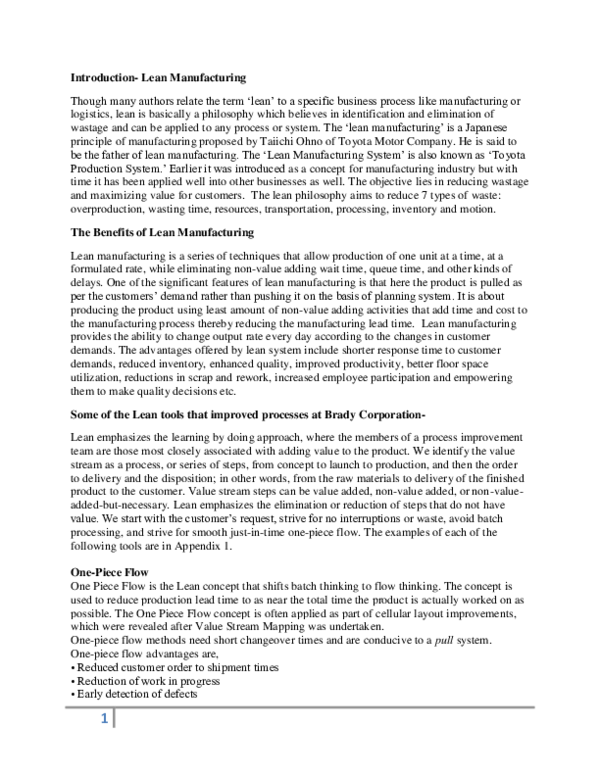 (PDF) Lean Essay Rev 1
