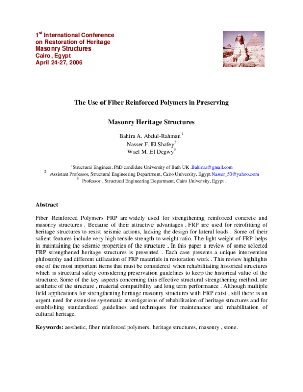 (PDF) The Use of Advanced Composite Materials in Preserving Masonry ...