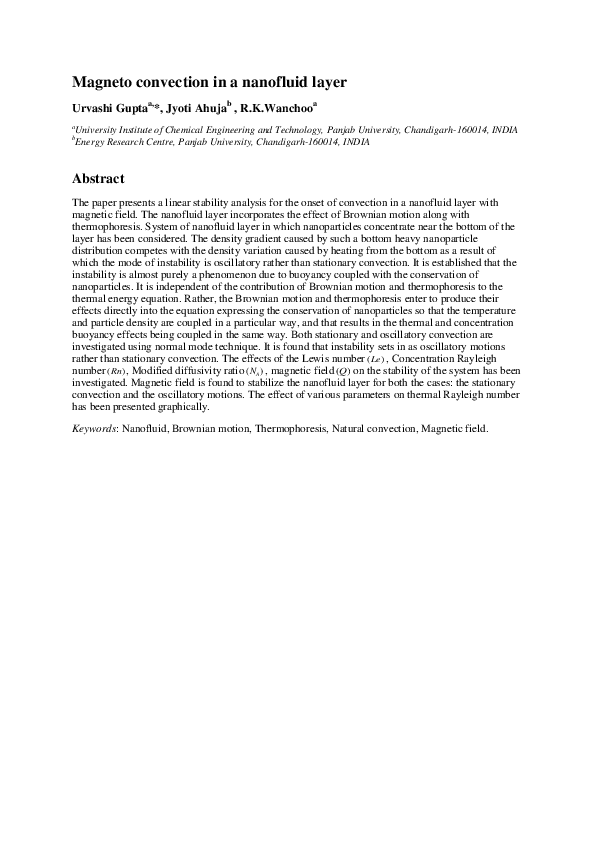 (DOC) Magneto convection in a nanofluid layer