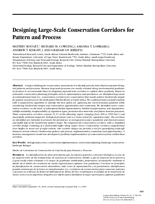 (PDF) Designing Large-Scale Conservation Corridors for Pattern and ...