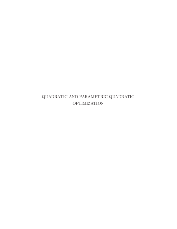 (PDF) An interior point approach to quadratic and parametric quadratic ...