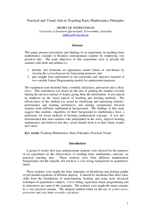 (PDF) Practical and Visual Aids in Teaching Basic Mathematics Principles