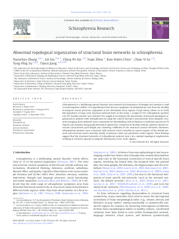 (PDF) Abnormal topological organization of structural brain networks in ...