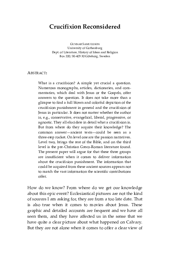 First page of “Crucifixion Reconsidered”