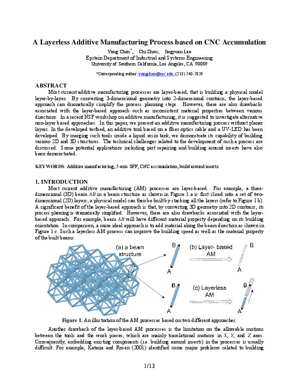 (PDF) A Layerless Additive Manufacturing Process based on CNC Accumulation