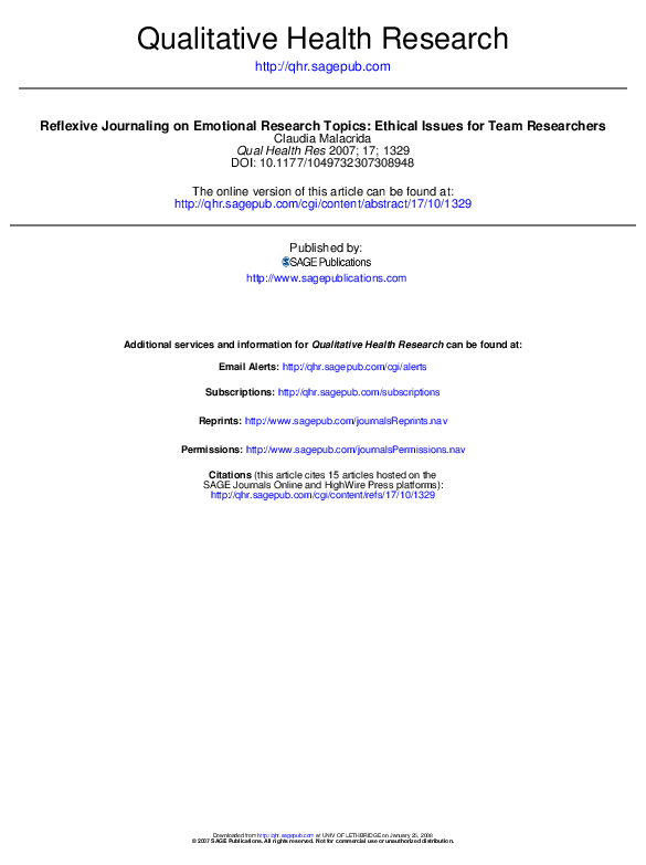 (PDF) Reflexive journaling on emotional research topics: ethical issues