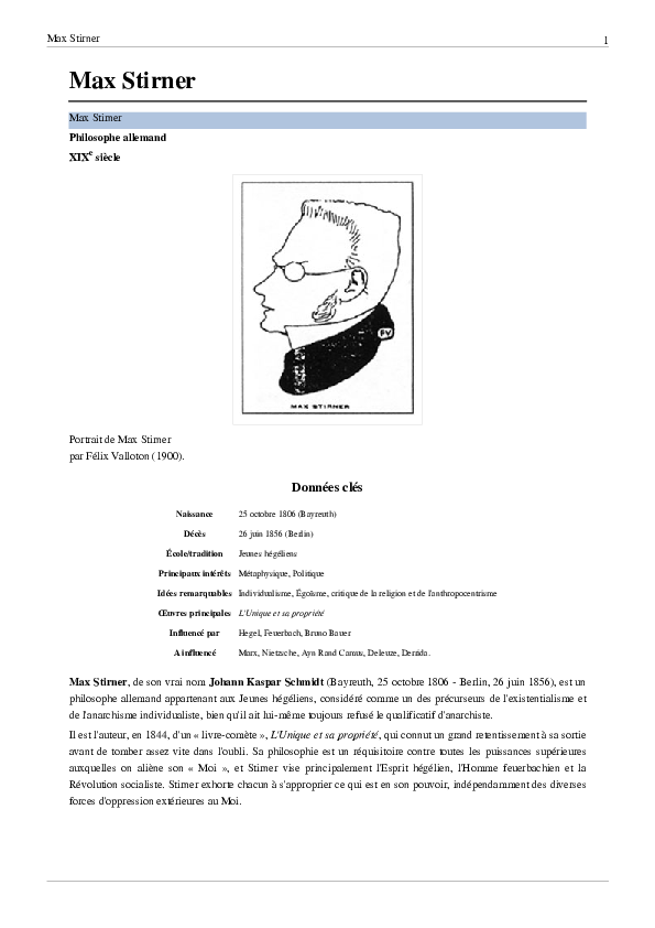 (PDF) Max Stirner, de son vrai nom Johann Kaspar Schmidt
