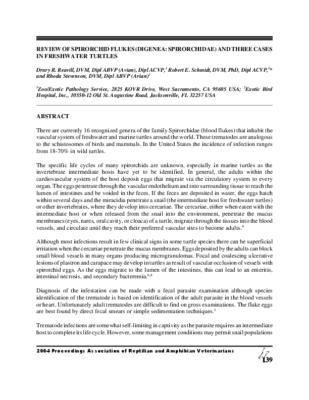 (PDF) Review of spirorchid flukes (digenea spirorchidae) and three