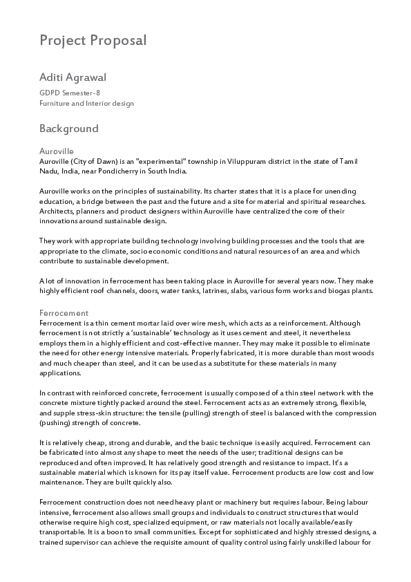 (PDF) project proposal Aditi ferrocement