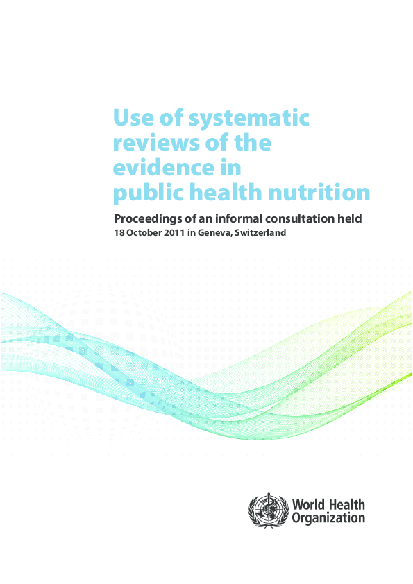 (PDF) WHO. Use of systematic reviews of the evidence in public health ...
