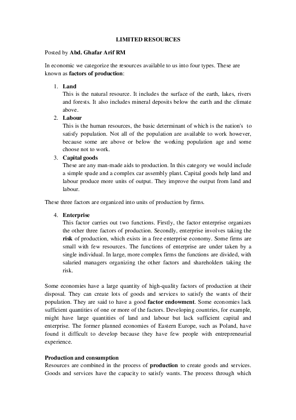 (DOC) Limited resources