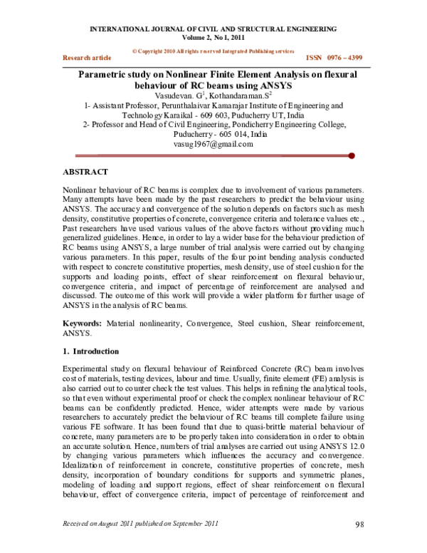 (PDF) Parametric study on Nonlinear Finite Element Analysis on flexural ...