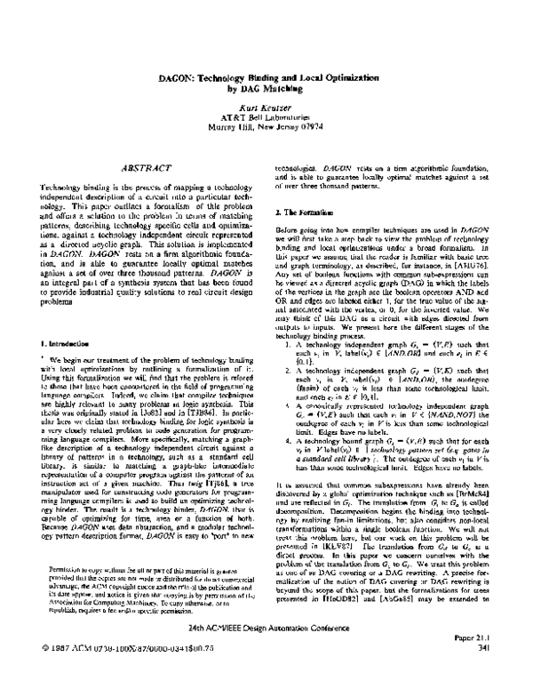 (PDF) DAGON: technology binding and local optimization by DAG matching