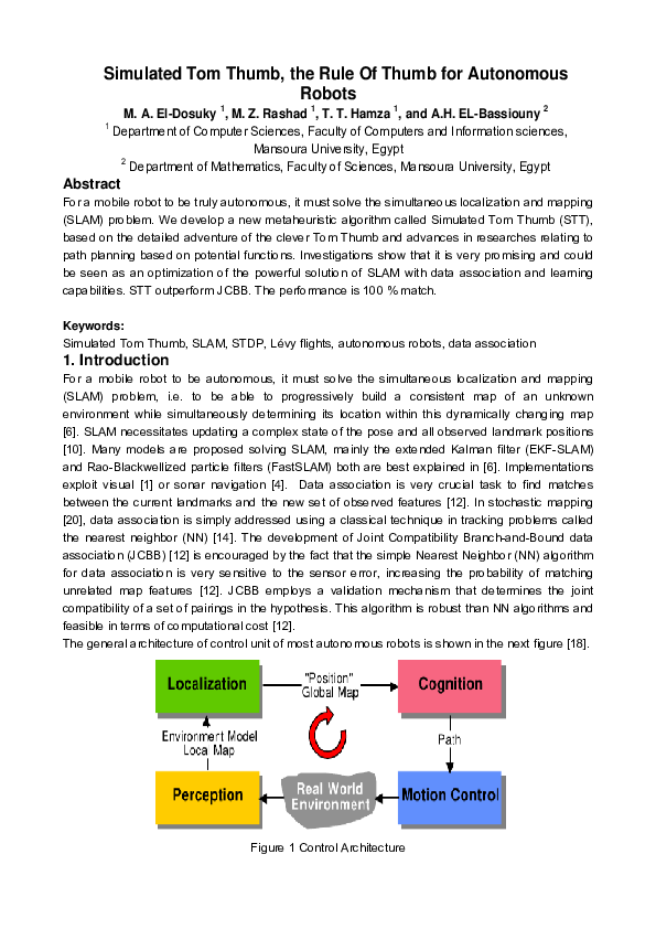 (PDF) Simulated Tom Thumb, the Rule Of Thumb for Autonomous Robots