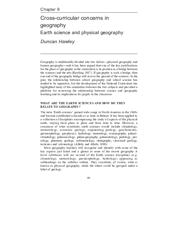 (PDF) Crosscurricular concerns in geography; Earth science and