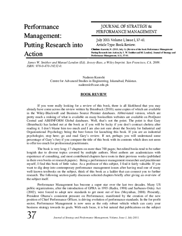 (PDF) Performance Management: Putting Research into Action