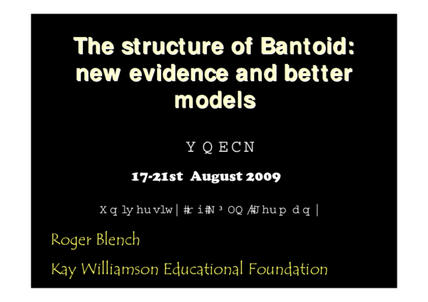 (PDF) The structure of Bantoid: new evidence and better models.