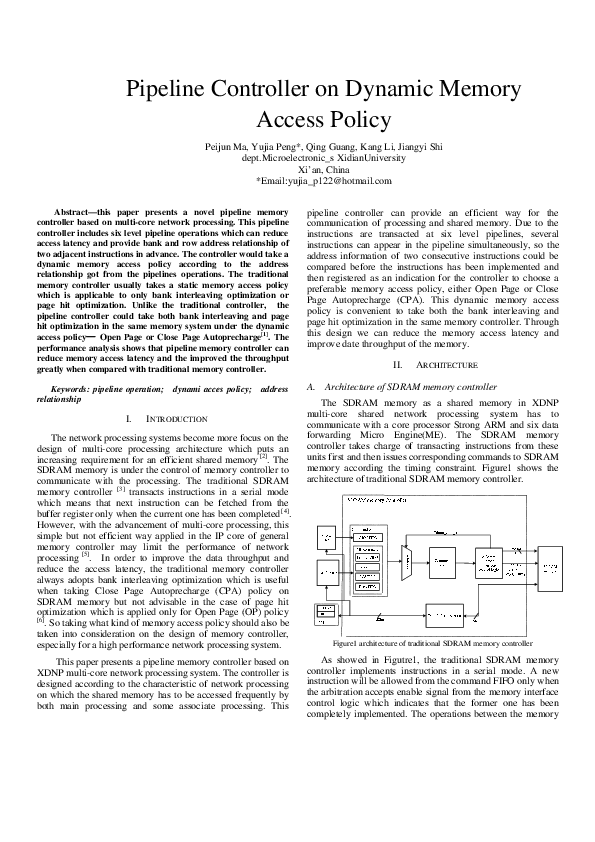 (PDF) Pipeline Controller On Dynamic Memory Access Policy