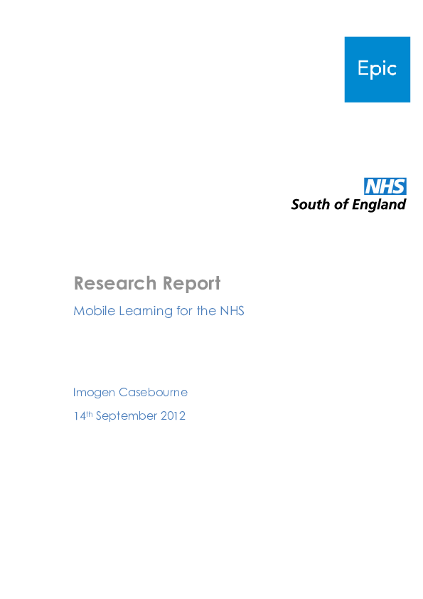 (PDF) Research Report Mobile Learning for the NHS