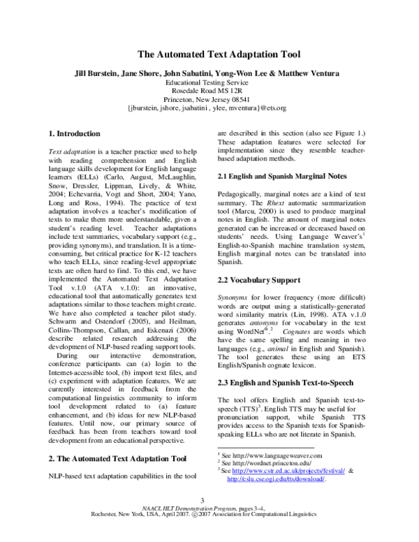 (PDF) The Automated Text Adaptation Tool