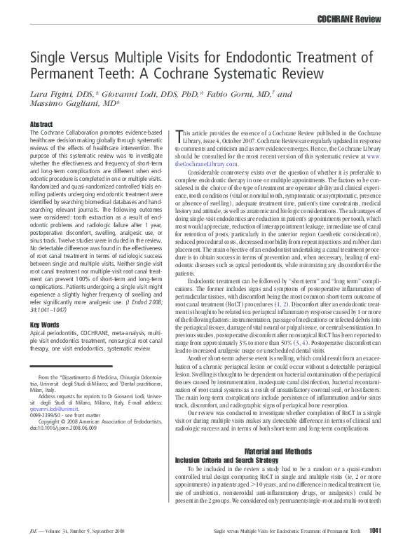 (PDF) 2008 Figini Single Versus Multiple Visits for Endodontic