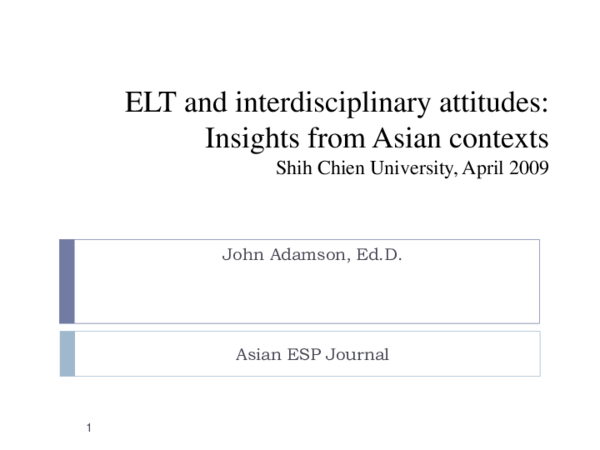 (PPT) ELT and interdisciplinary attitudes: Insights from Asian contexts