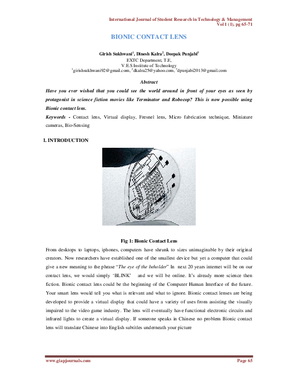(PDF) BIONIC CONTACT LENS MGES Journals Academia.edu