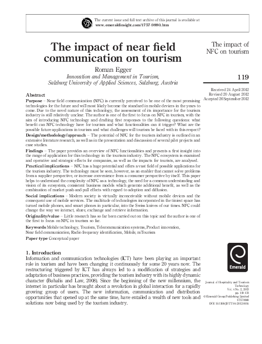 (PDF) The impact of near field communication on tourism Prof. Dr. Dr
