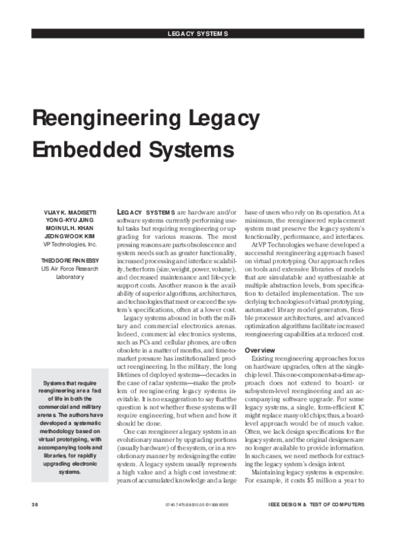  PDF Reengineering Legacy Embedded Systems Vijay Madisetti