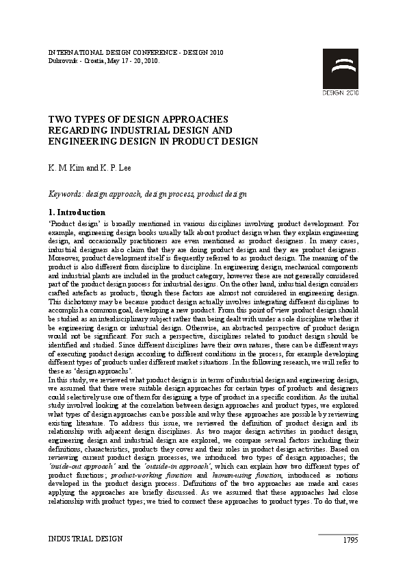 (PDF) TWO TYPES OF DESIGN APPROACHES REGARDING INDUSTRIAL DESIGN AND