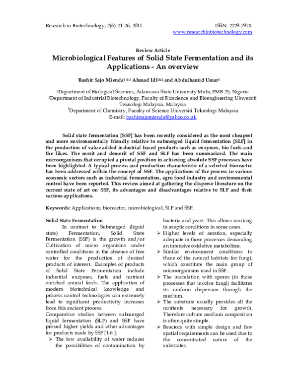 (PDF) Microbiological Features of Solid State Fermentation and its ...
