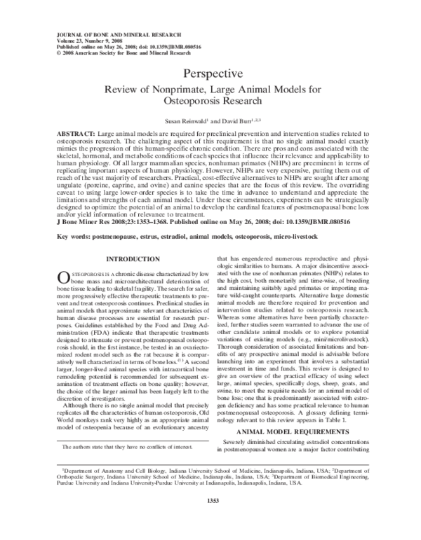 (PDF) Review of Nonprimate, Large Animal Models for Osteoporosis