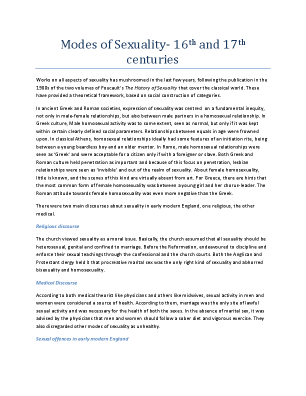 Doc Modes Of Sexual Orientation In 16th And 17th Centuries Doc Modes Of Sexual Orientation In 16th And 17th Centuries