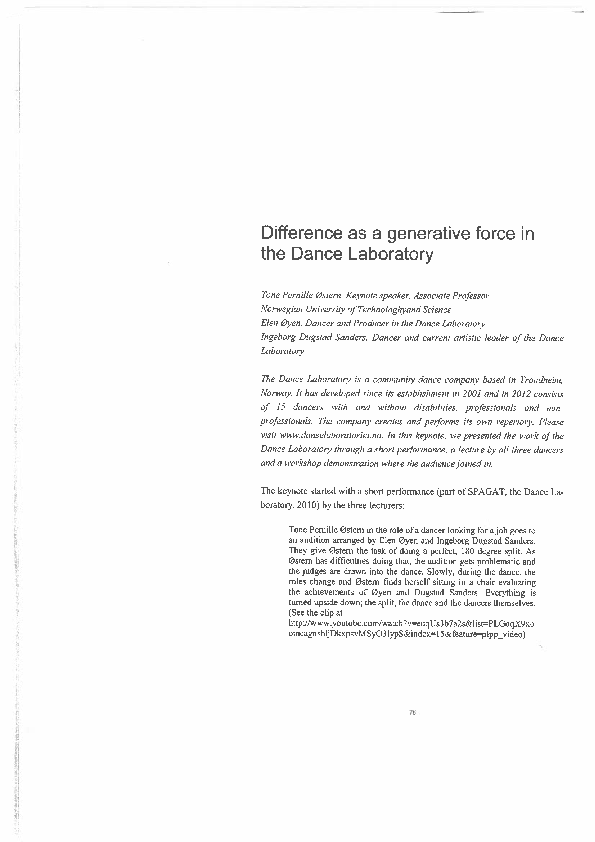 (PDF) Difference as a generative force in the Dance Laboratory